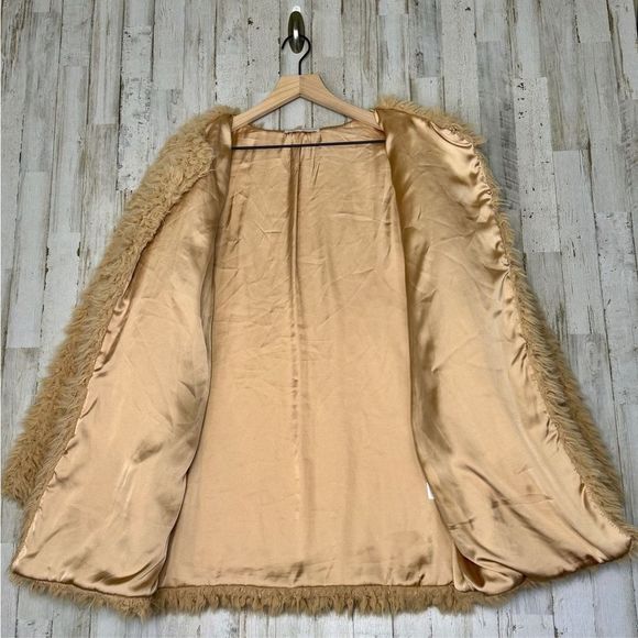 Chelsea & Violet Furry Flowers Camel Fluffy Teddy Bear Cardigan Satin Line Sz XL - Picture 4 of 11